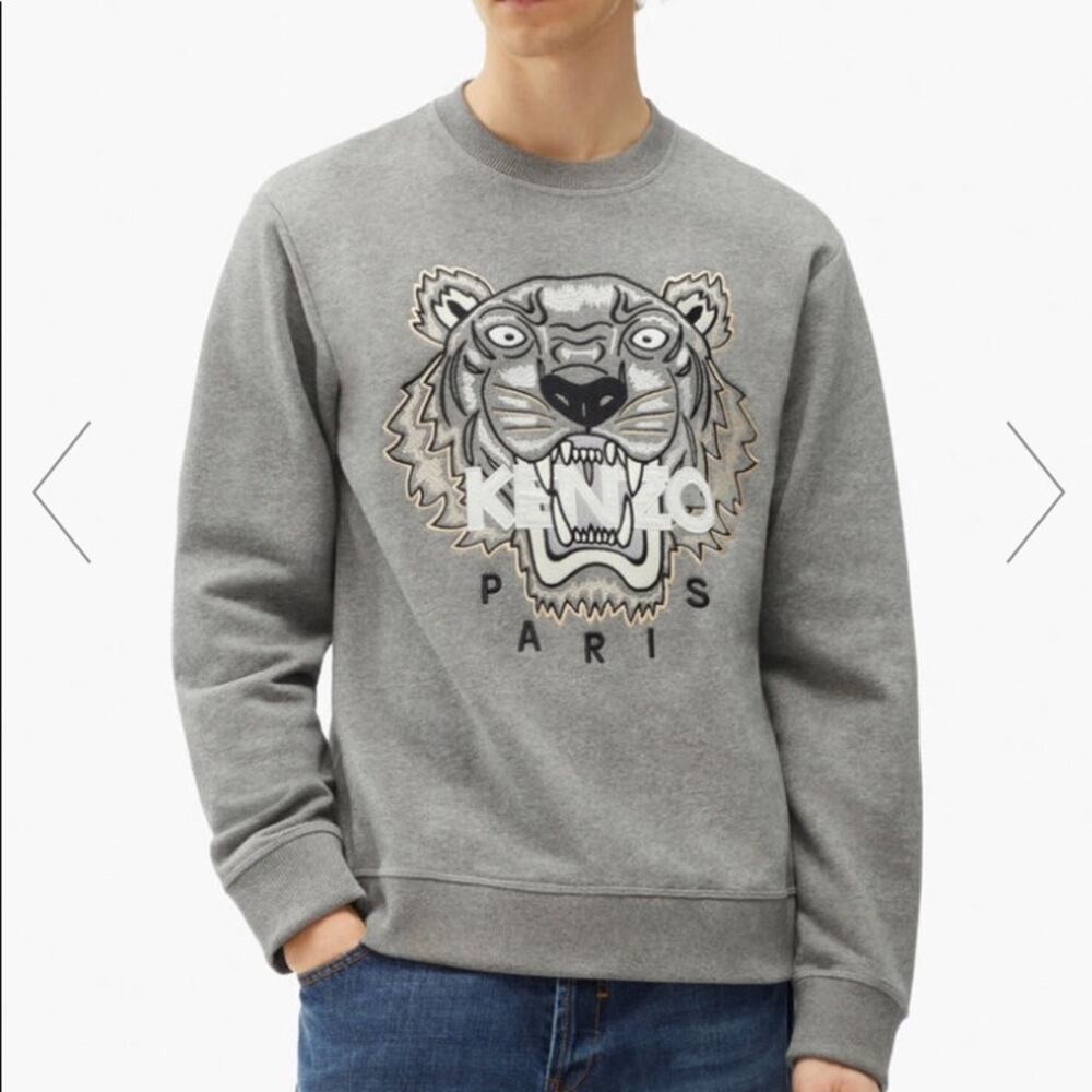 Kenzo Paris Jungle Tiger embroidered metallic sweatshirt Gray Size medium